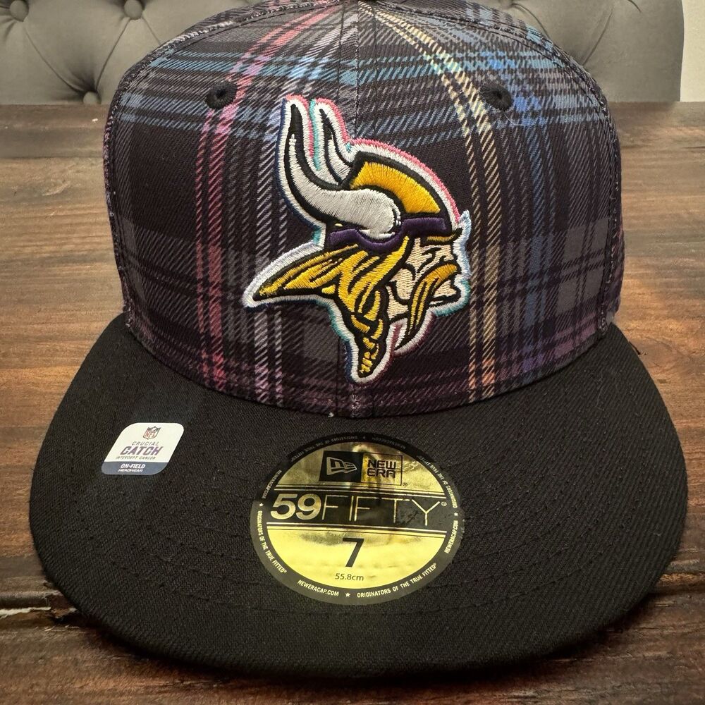 New Era Minnesota Vikings Crucial Catch Plaid Fitted Hat